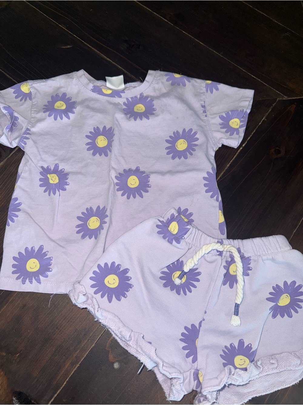Zara Purple Floral Shorts Set Size 3/4 Year